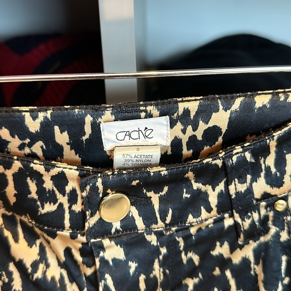 Cache gold and black leopard skinny pants size 0 - Picture 2 of 3